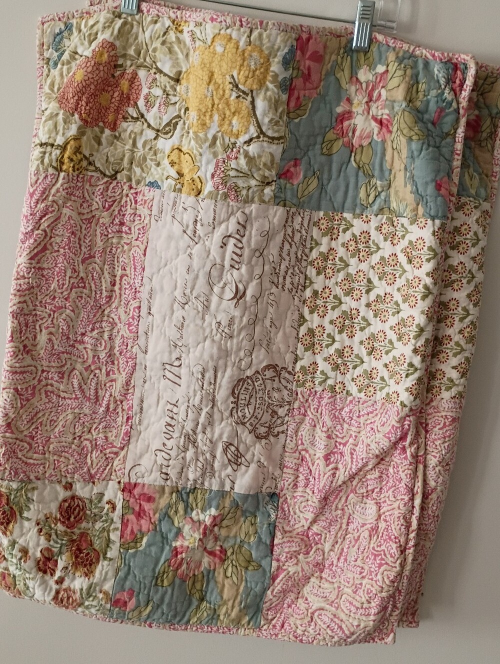 2 Pottery Barn Patchwork Floral Quilted Boho Standard Pillowcase Shams Bed Linen - Picture 9 of 9